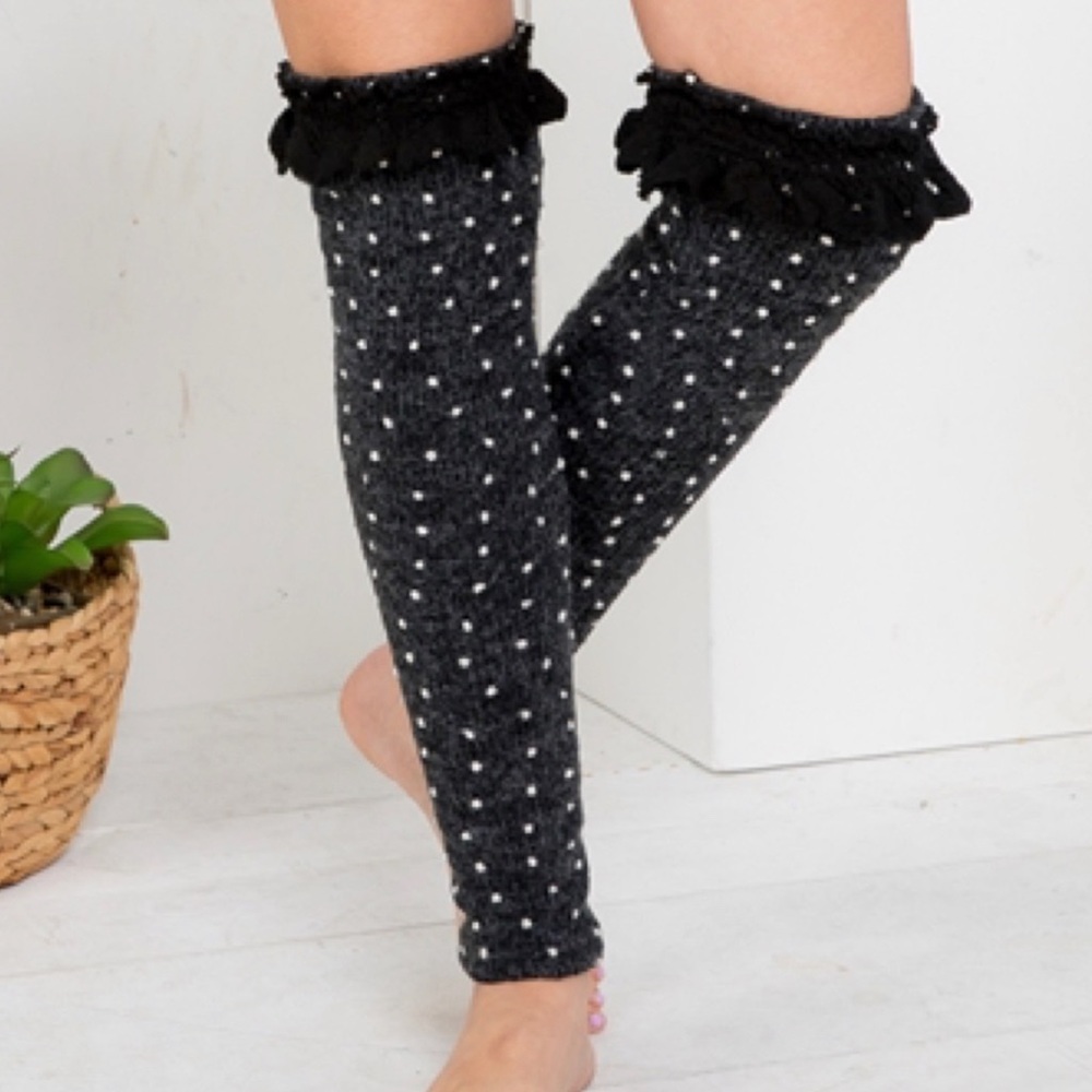 Polka Dot Crochet Lace Leg warmer - Picture 3 of 5